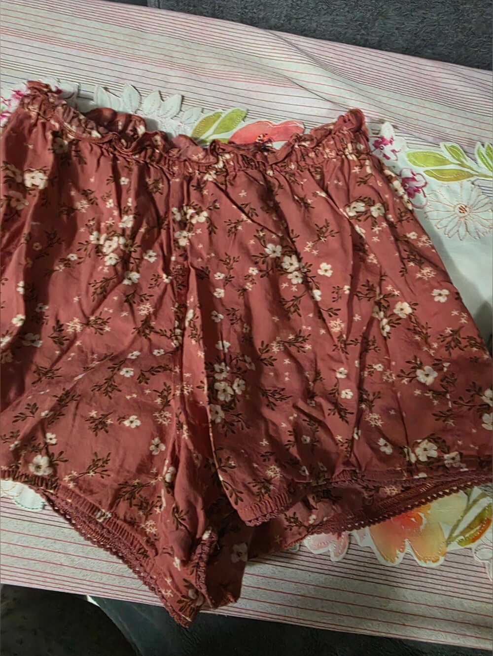Old Navy Floral Elastic Waist Sleep Shorts - Rust